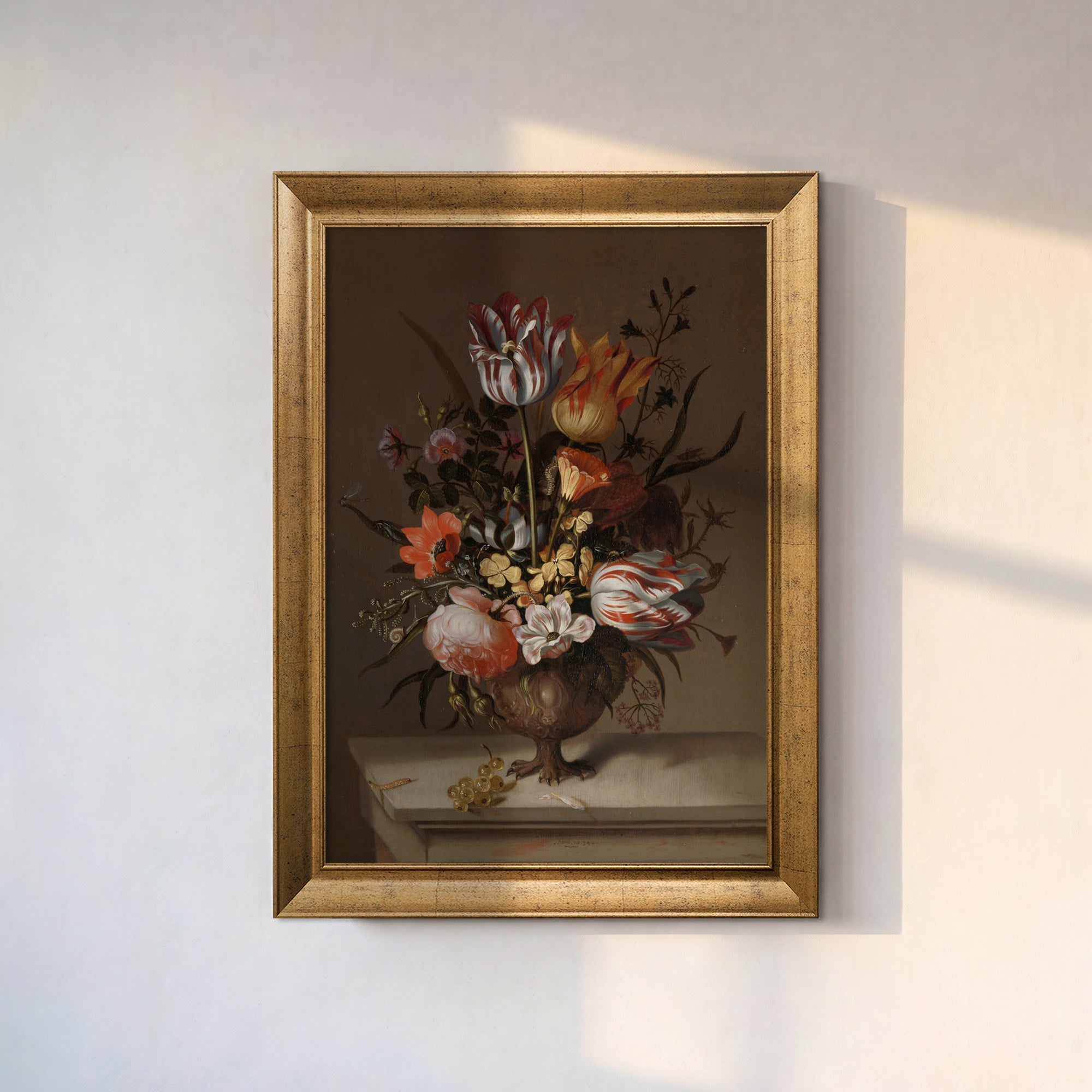 Still Life with a Vase of Flowers and a Dead Frog (1634) | Jacob Marrel Dutch Golden Age Floral Wall Art