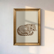 Sleeping Leopard Canvas Wall Art – Minimalist Wildlife Painting for Elegant Modern Decor