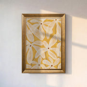 White Flowers on Yellow Background Canvas Wall Art – Modern Botanical Floral Painting
