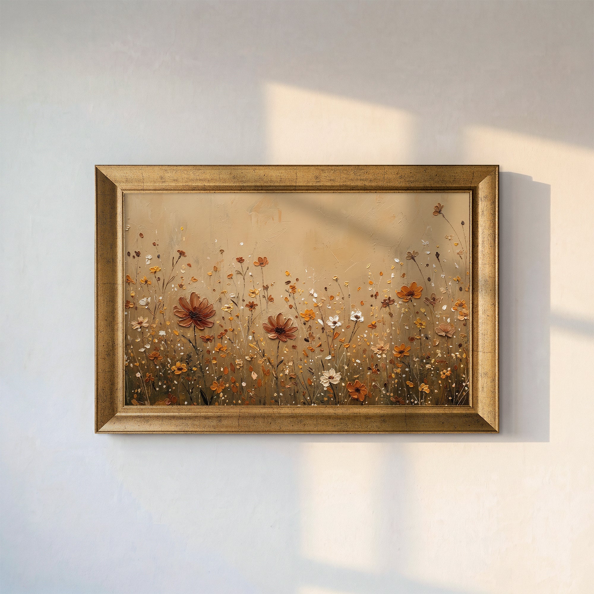 "Orange Flowers" Floral Framed Canvas Print