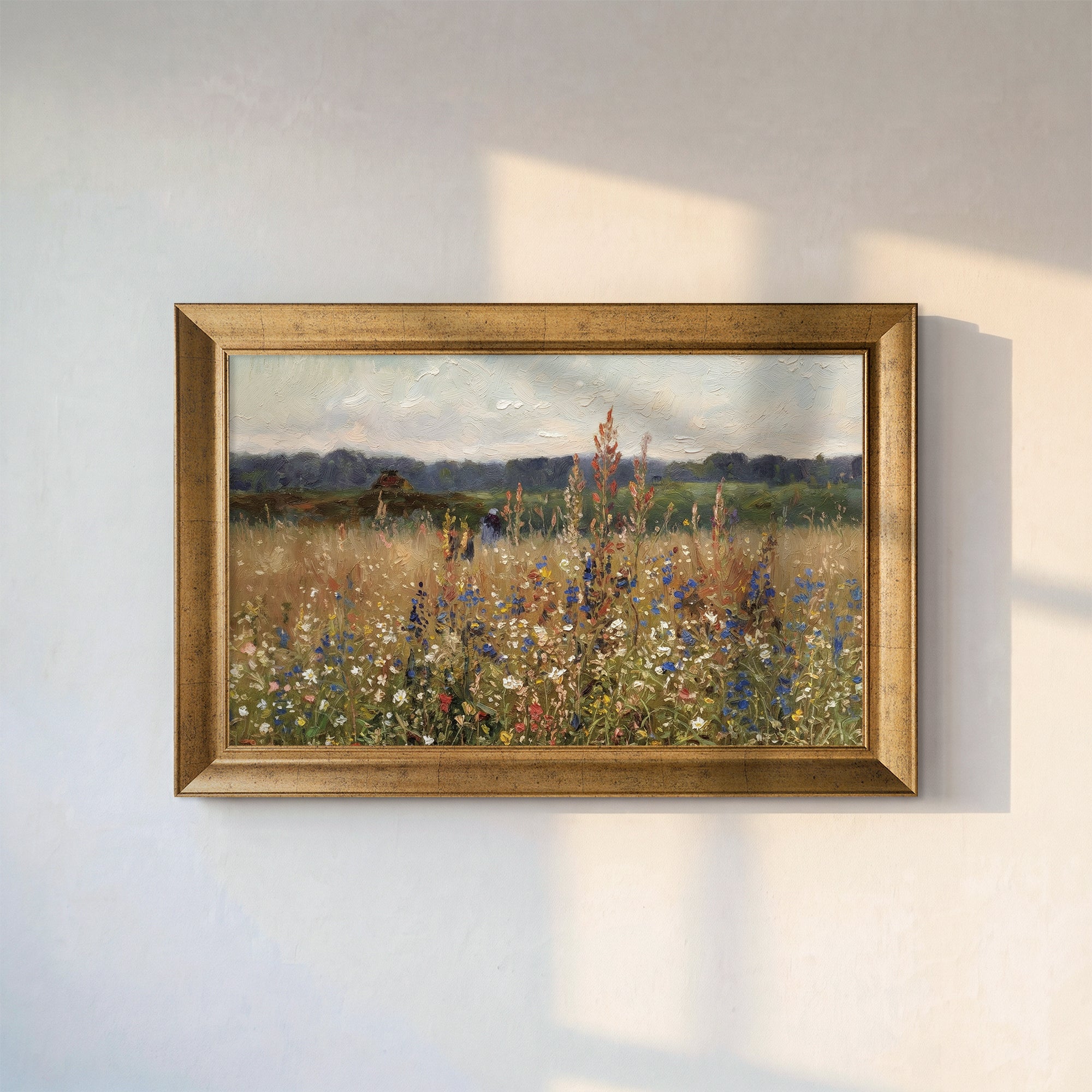 "Flowers Landscape" Floral Framed Canvas Print