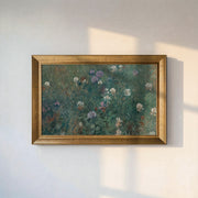 Moody Wildflower Meadow Canvas Wall Art – Vintage Floral Landscape Print