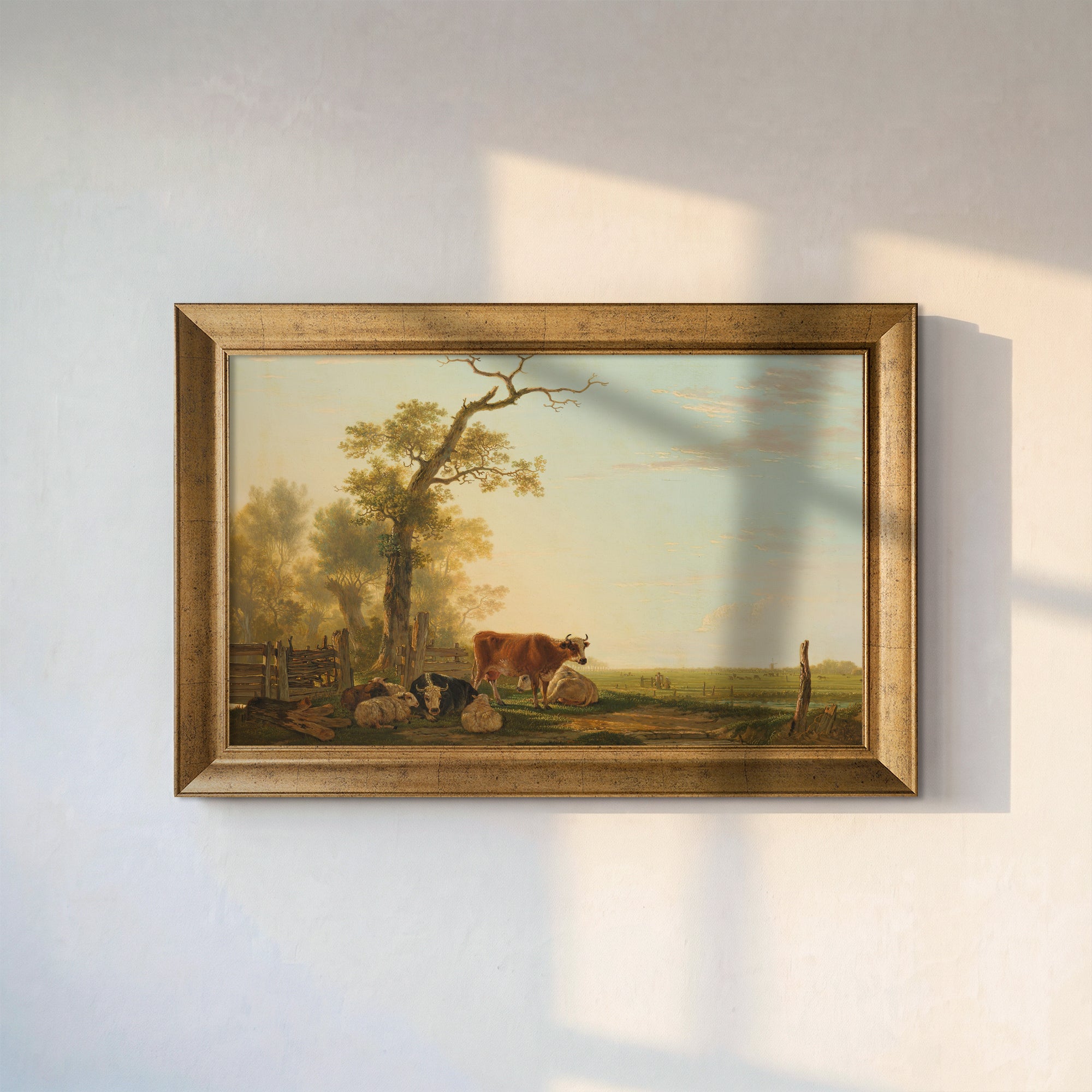 Meadow Landscape with Animals (1800–1815) | Jacob van Strij Pastoral Countryside Wall Art