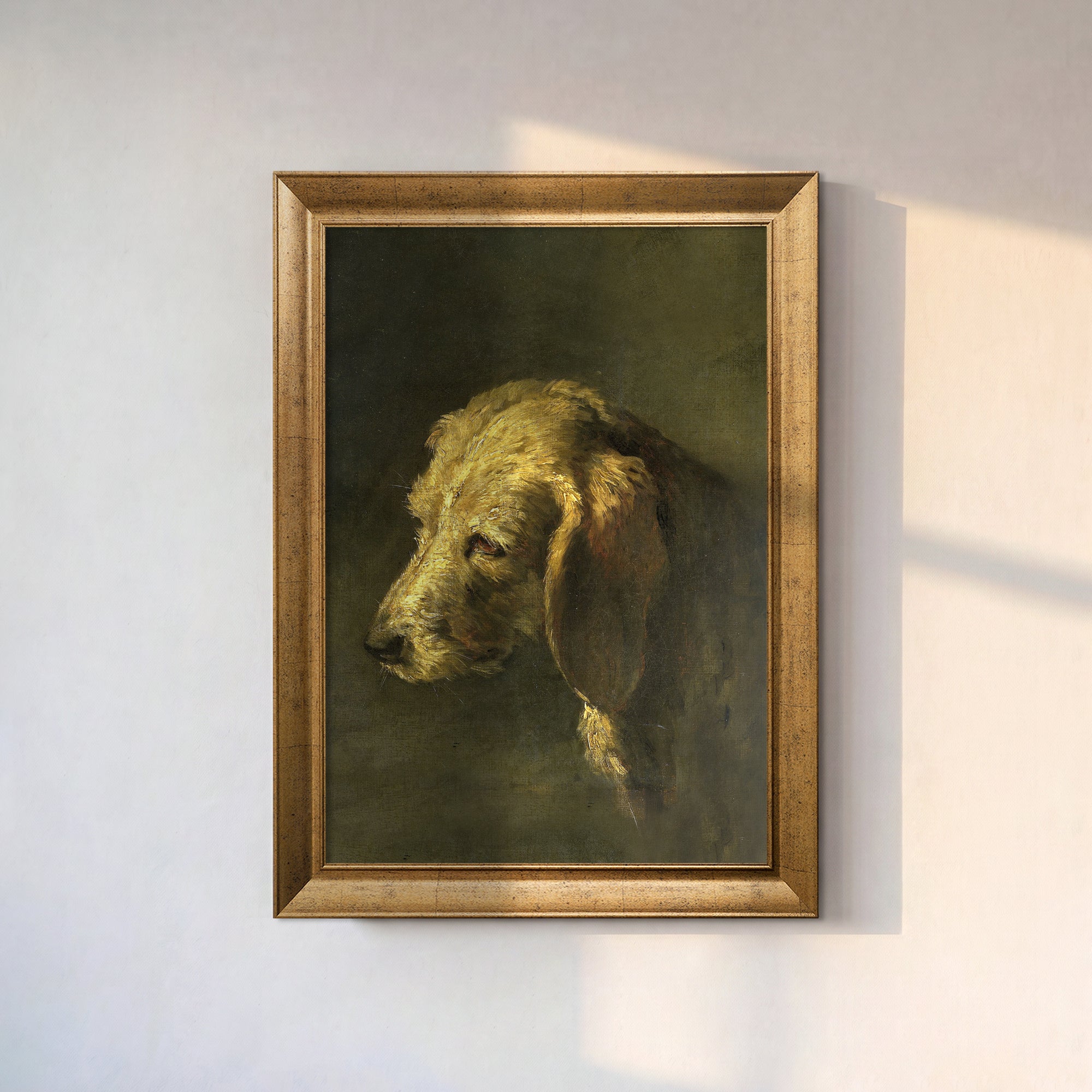 Head of a Dog Wall Art | Vintage Dog Portrait Print | Classic Animal Painting Reproduction