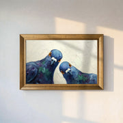 Curious Pigeons Framed Canvas Print