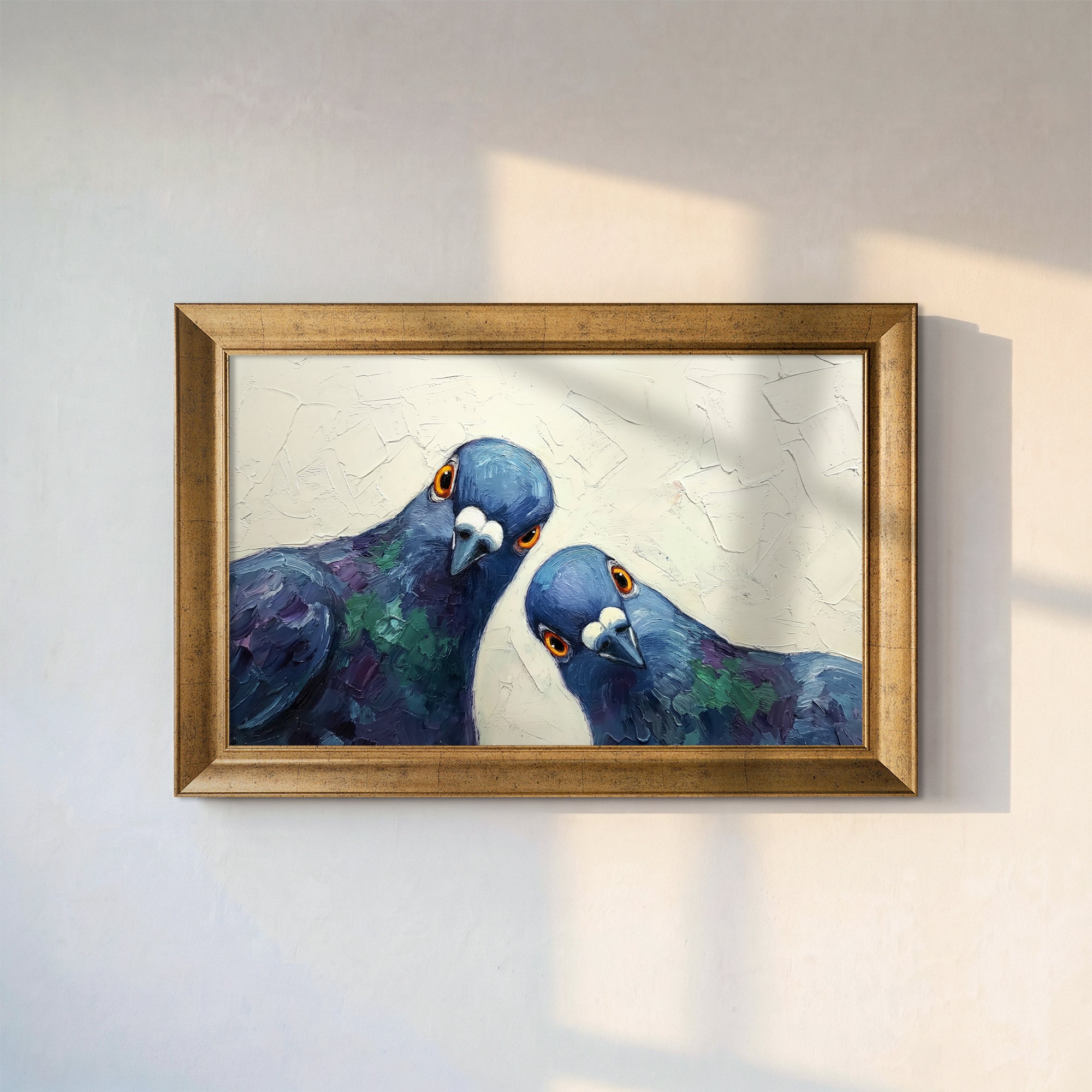 Curious Pigeons Framed Canvas Print