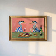Migratory Birds Drinking Wine Framed Canvas Print