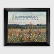 John 3:16 Christian Landscape Scripture Framed Canvas Print