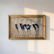 Elegant Crane Canvas Wall Art – Neutral Bird Painting for Sophisticated Interiors