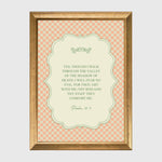 Psalm 23:4 Pastel Checkered Pattern Scripture Framed Canvas Print