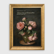 Surah Ar-Ra'd 13:28 Pink Peonies Still Life Islamic Framed Canvas Print