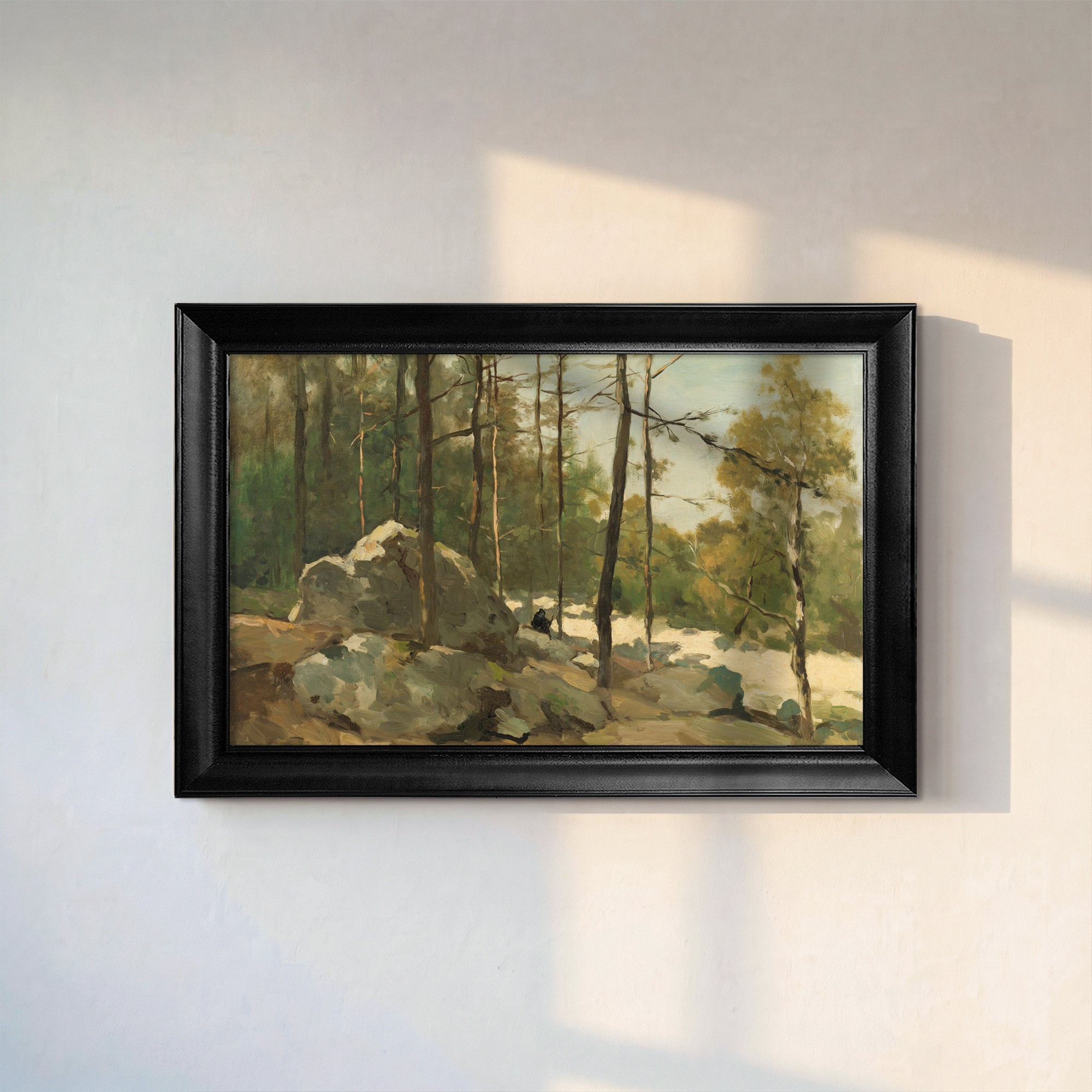 Forest Landscape Canvas Wall Art – Vintage Woodland Painting Print for Classic Decor