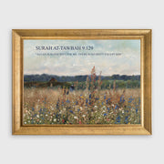 Surah At-Tawbah 9:129 Islamic Landscape Framed Canvas Print