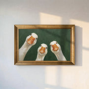 Three Curious White Geese Framed Canvas Print