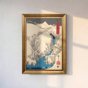 Japanese Snowy Waterfall Canvas Wall Art – Vintage Ukiyo-e Winter Landscape Print