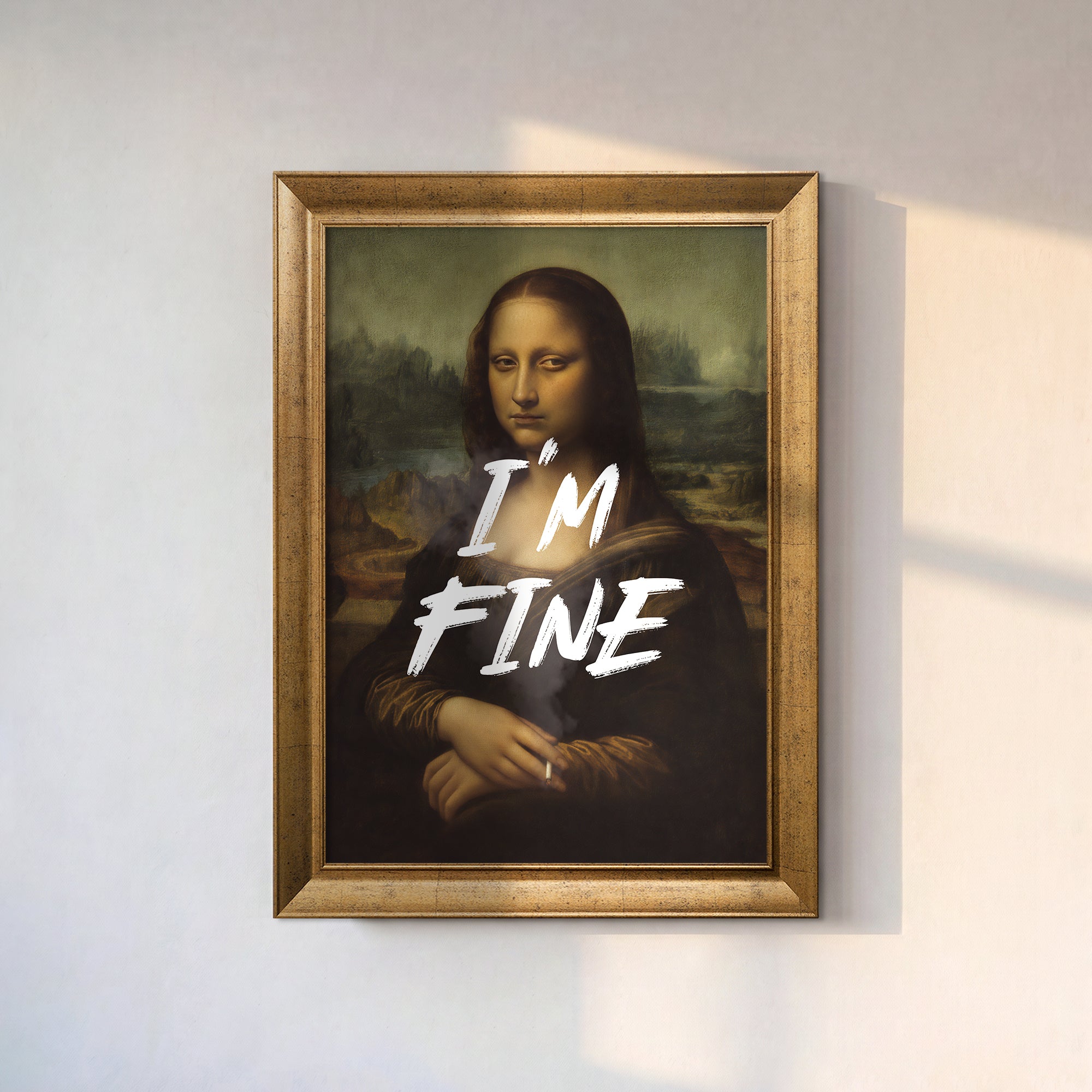 "I'M FINE" Mona Lisa by Leonardo da Vinci Framed Canvas Print
