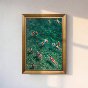 Summer Swim Canvas Wall Art – People Floating in Turquoise Water Coastal Decor
