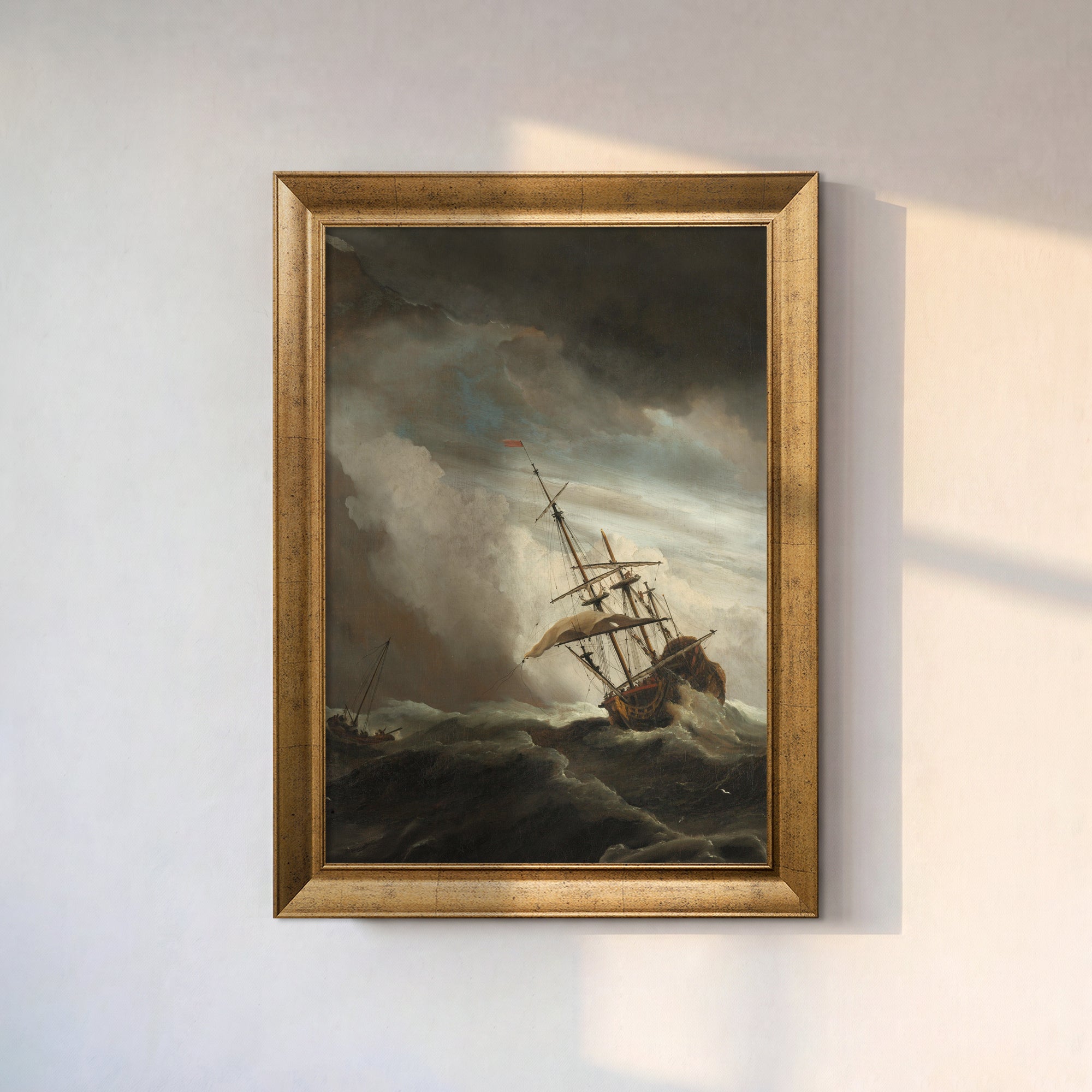 A Ship On The High Seas Framed Canvas Print