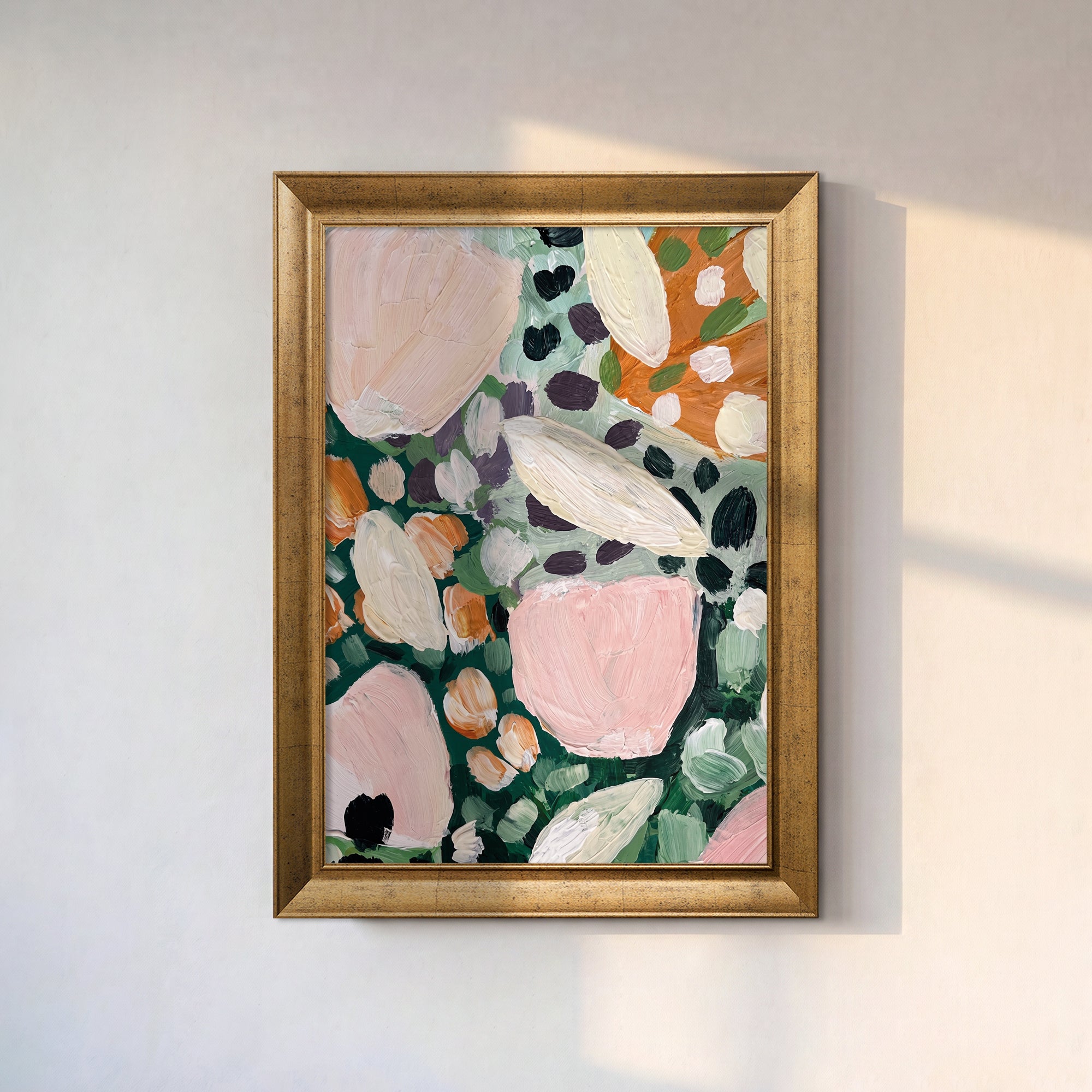 Pastel Abstract Floral Canvas Wall Art – Colorful Botanical Painting for Modern Decor