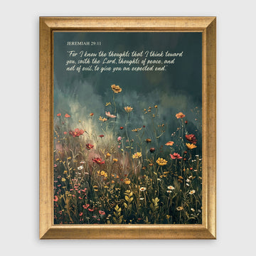 Jeremiah 29:11 Wildflower Meadow Scripture Oil Painting Wall Art Print