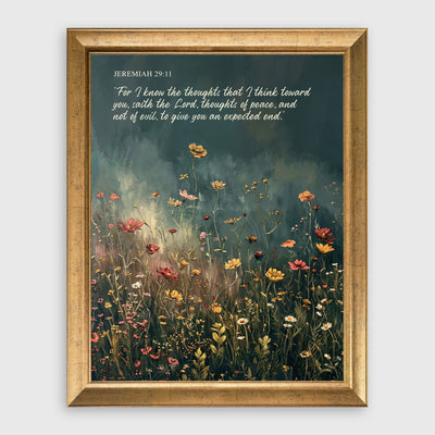 Jeremiah 29:11 Wildflower Meadow Scripture Framed Canvas Print
