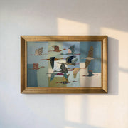 Patterned Flying Cranes Painting