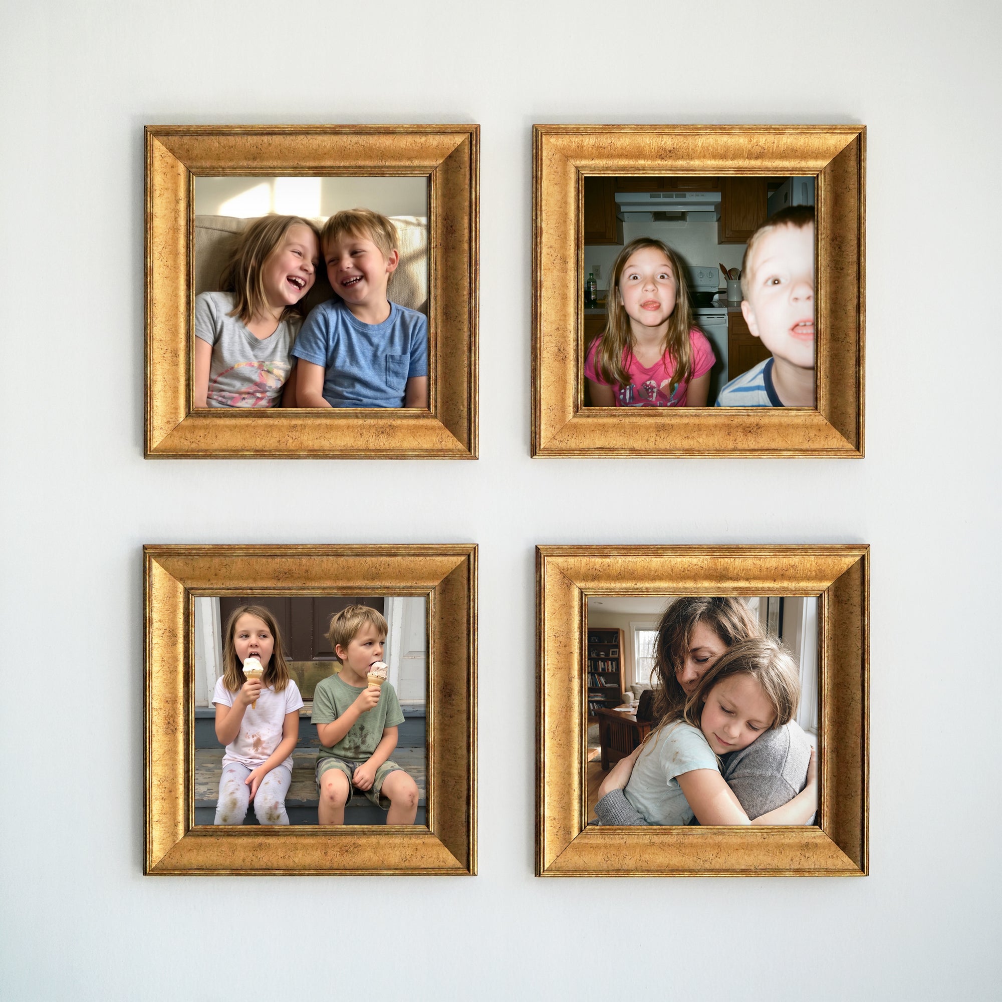 Personalized Gold-Framed Photo Collage Set – Beautiful Memories Corner