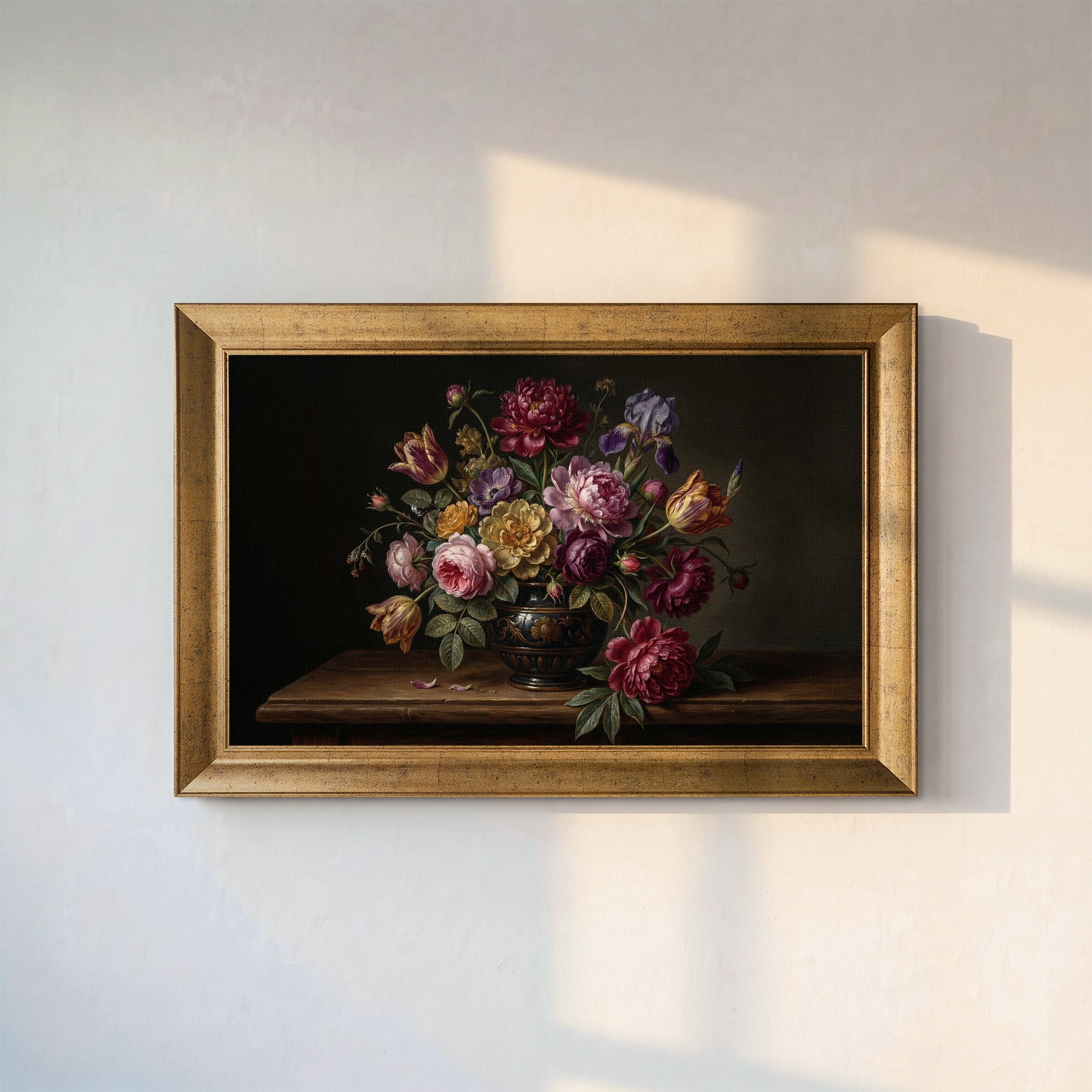 Classic Floral Still Life Framed Canvas Print