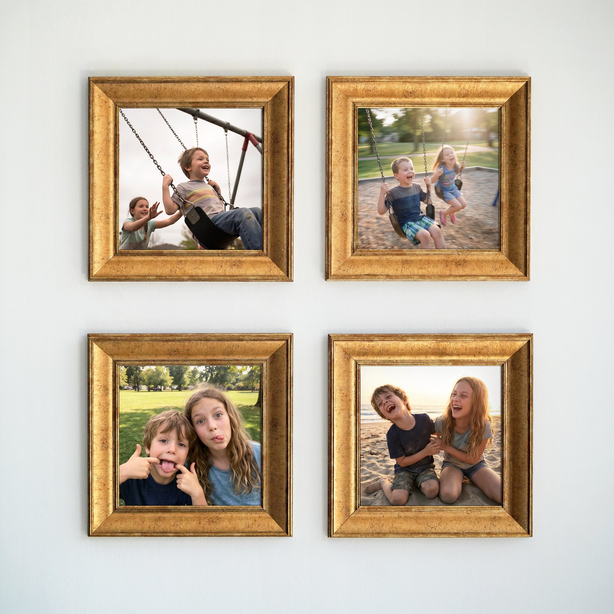Personalized Gold-Framed Photo Collage Set – Beautiful Memories Corner