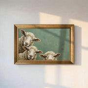 Three Curious Sheep Framed Canvas Print