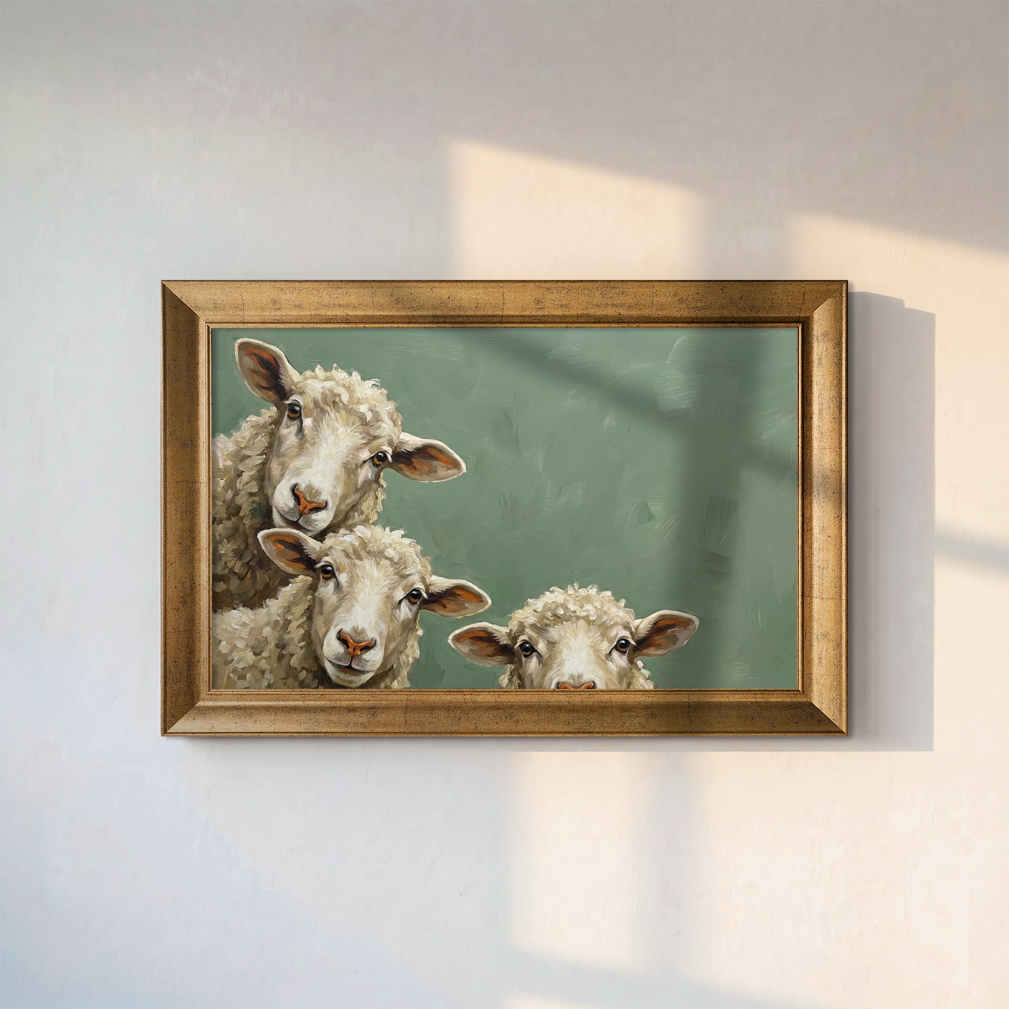Three Curious Sheep Framed Canvas Print