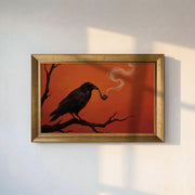 Raven Smoking a Pipe Framed Canvas Print