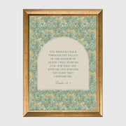 Psalm 23:4 Vintage Floral William Morris Style Scripture Framed Canvas Print