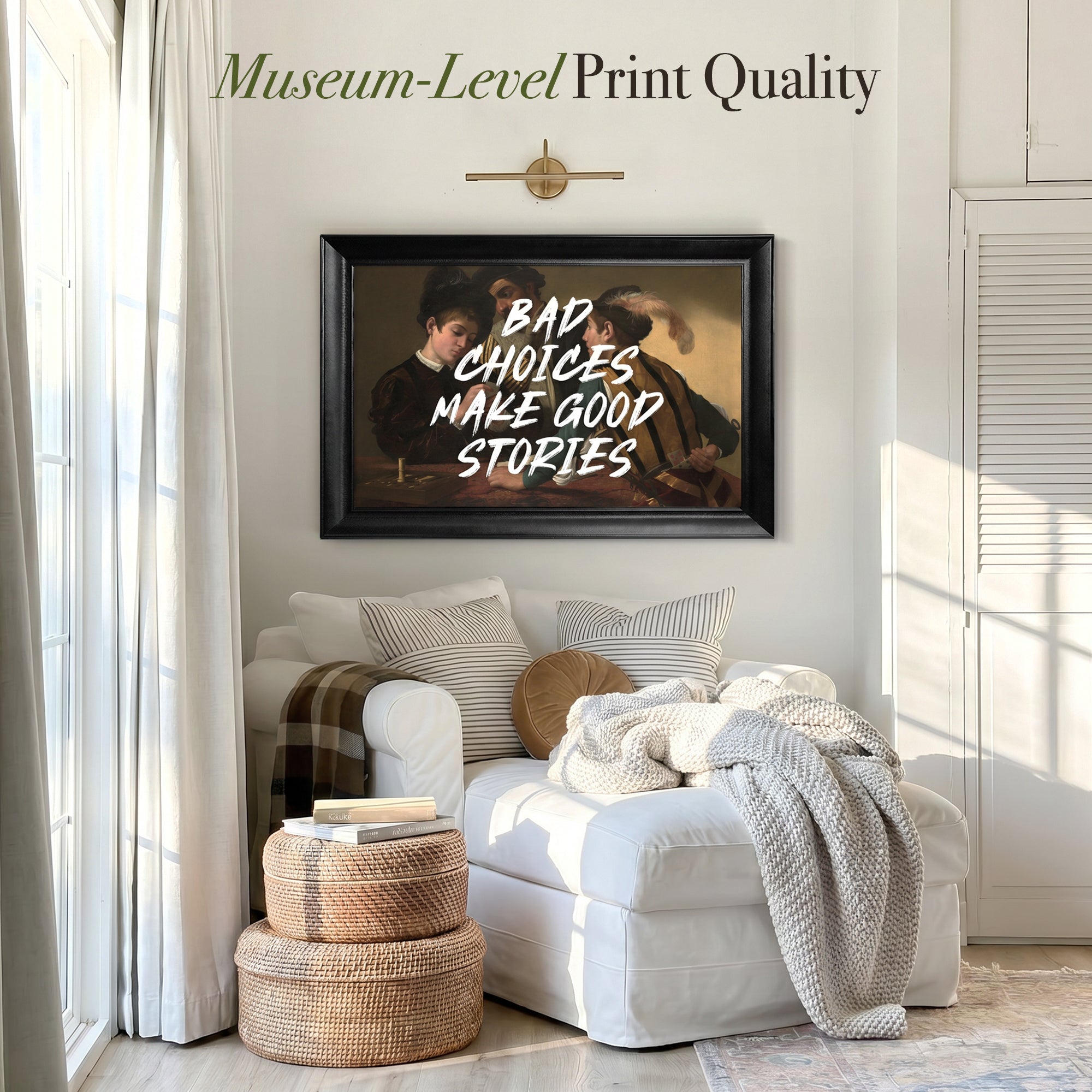 "BAD CHOICES MAKE GOOD STORIES" The Cardsharps Framed Canvas Print
