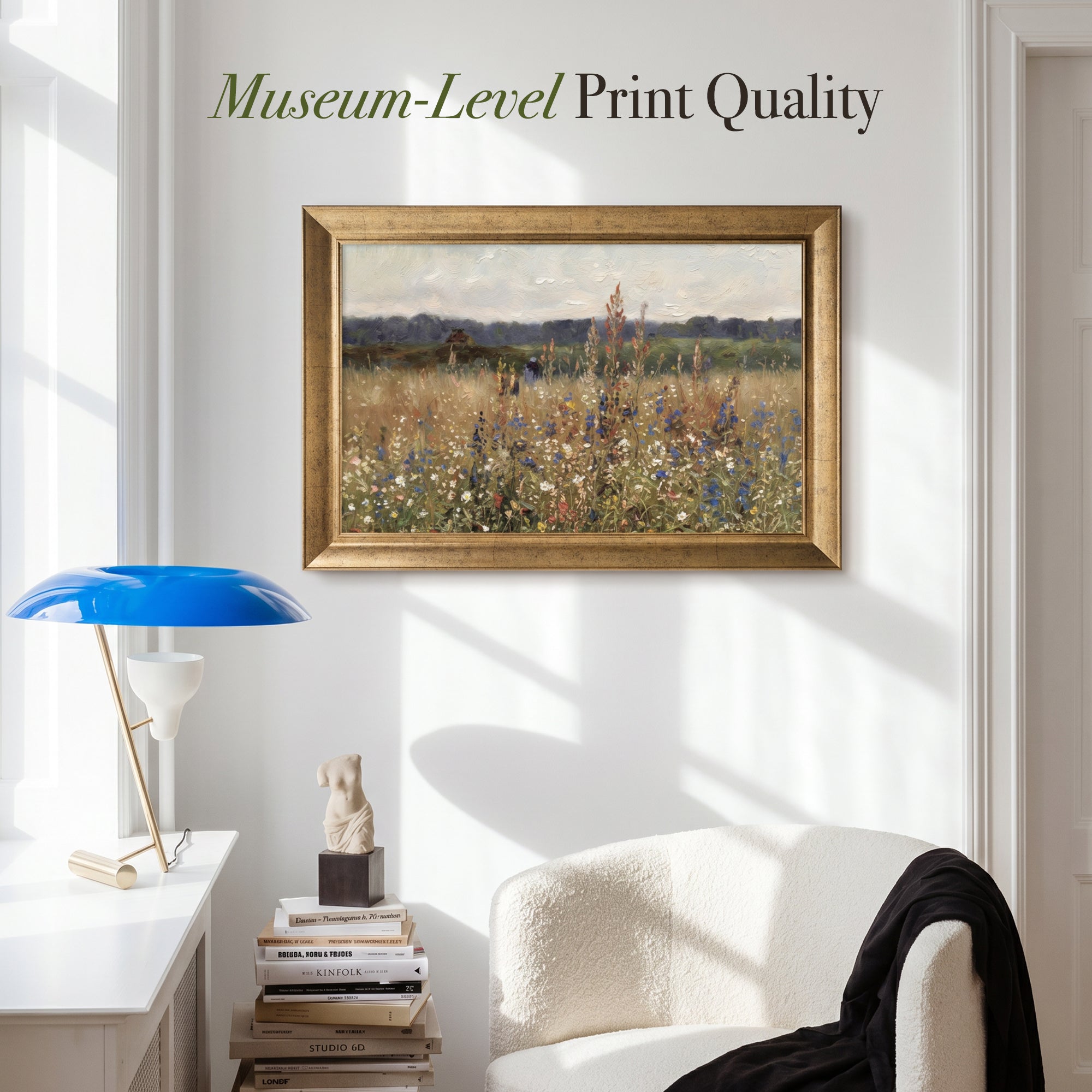 "Flowers Landscape" Floral Framed Canvas Print