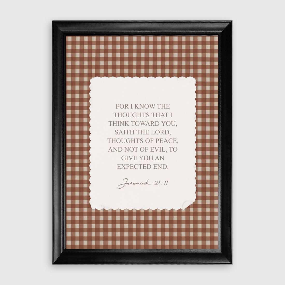 John 3:16 Terracotta Gingham Checkered Scripture Wall Art Print