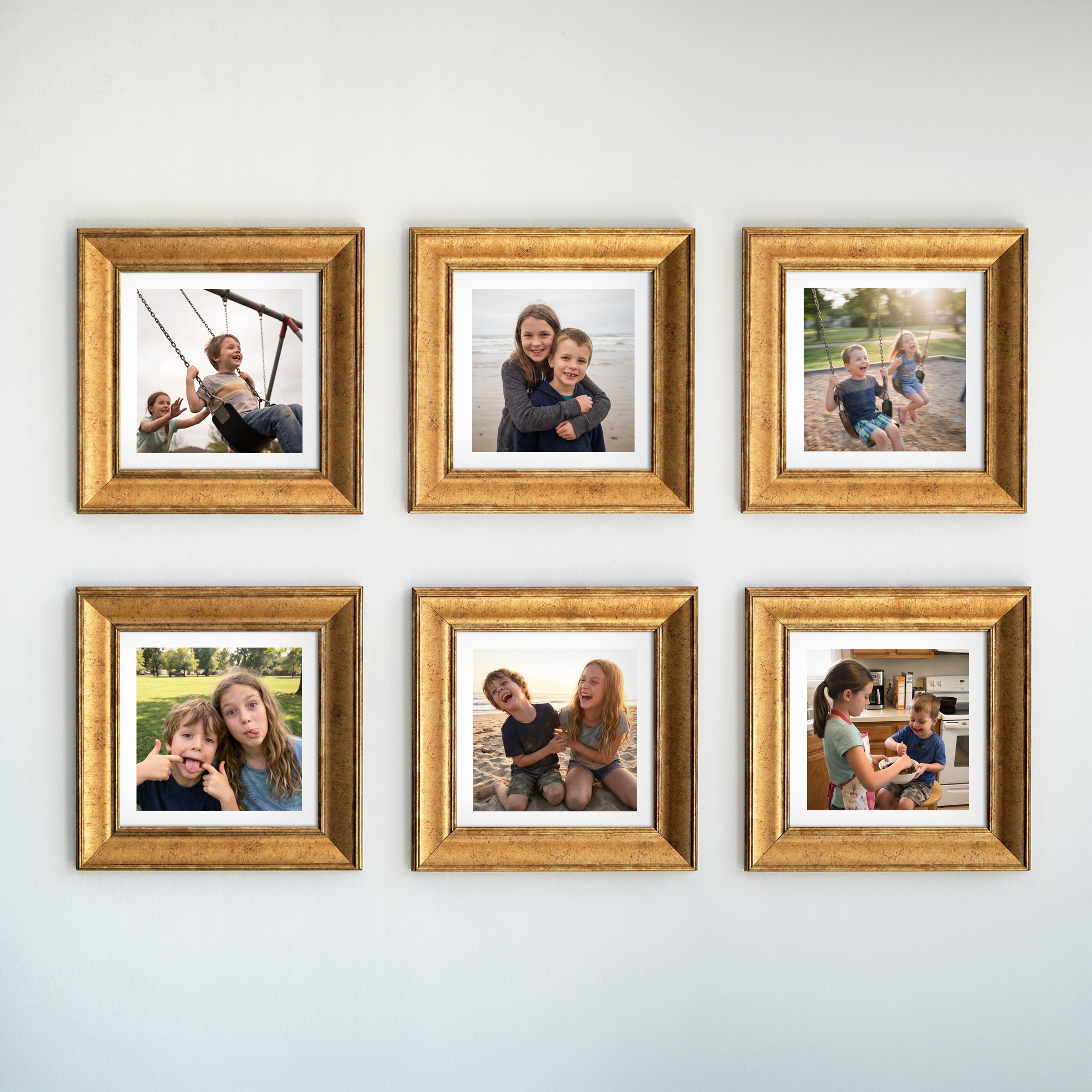 Personalized Gold-Framed Photo Collage Set – Beautiful Memories Corner