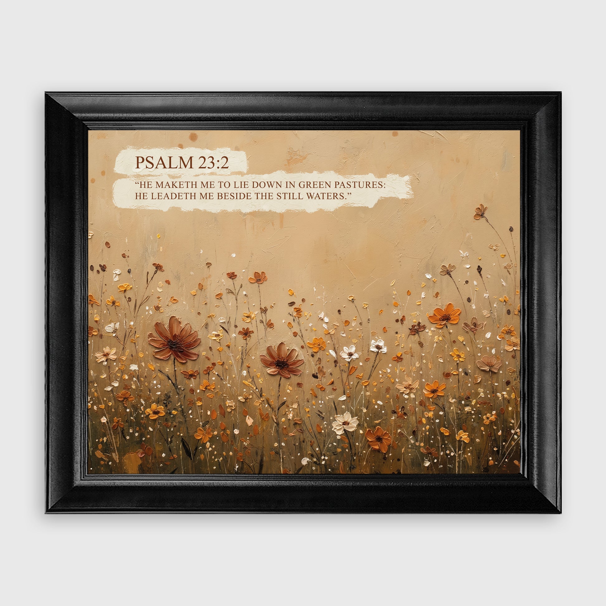 Romans 8:28 Warm Earth Tones Floral Scripture Framed Canvas Print