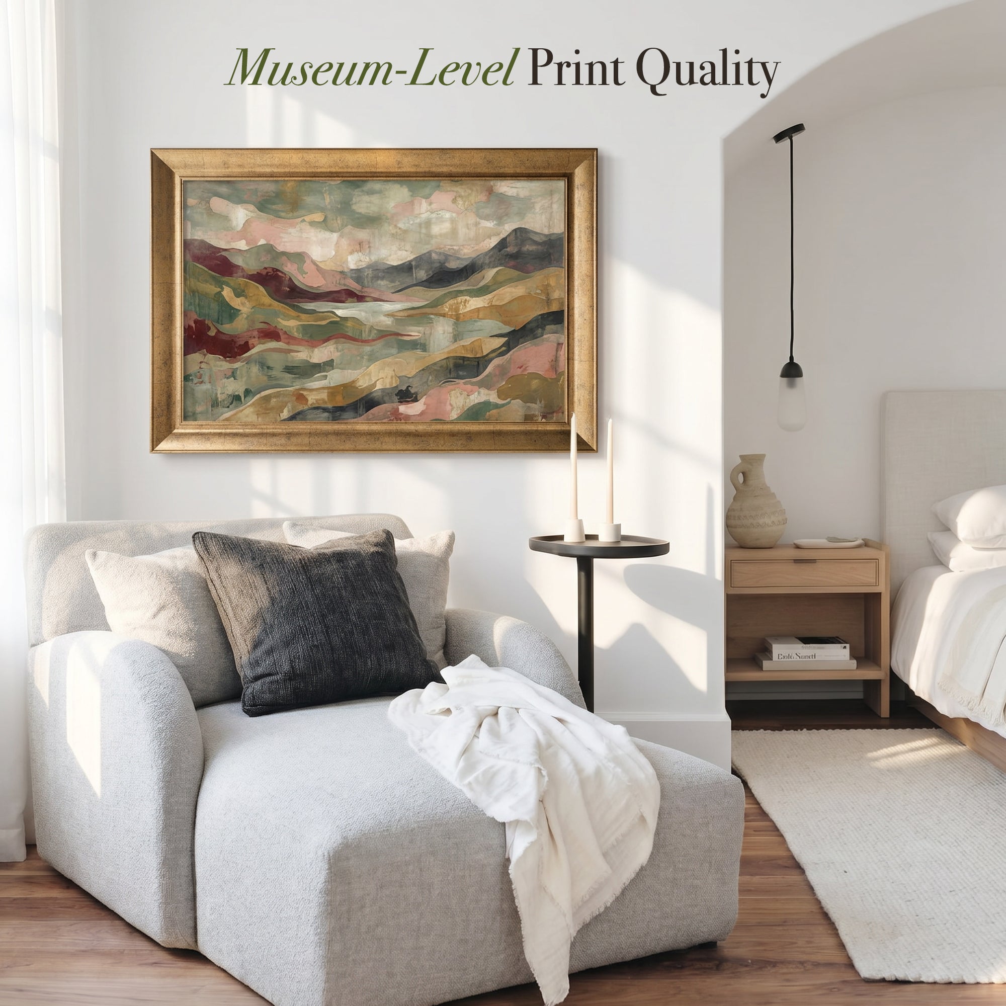 Abstract Landscape and Mountains Framed Canvas Print