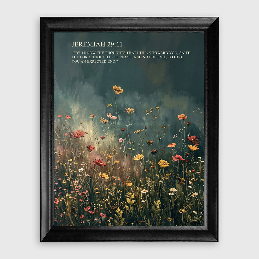 Jeremiah 29:11 Wildflower Meadow Scripture Oil Painting Wall Art Print
