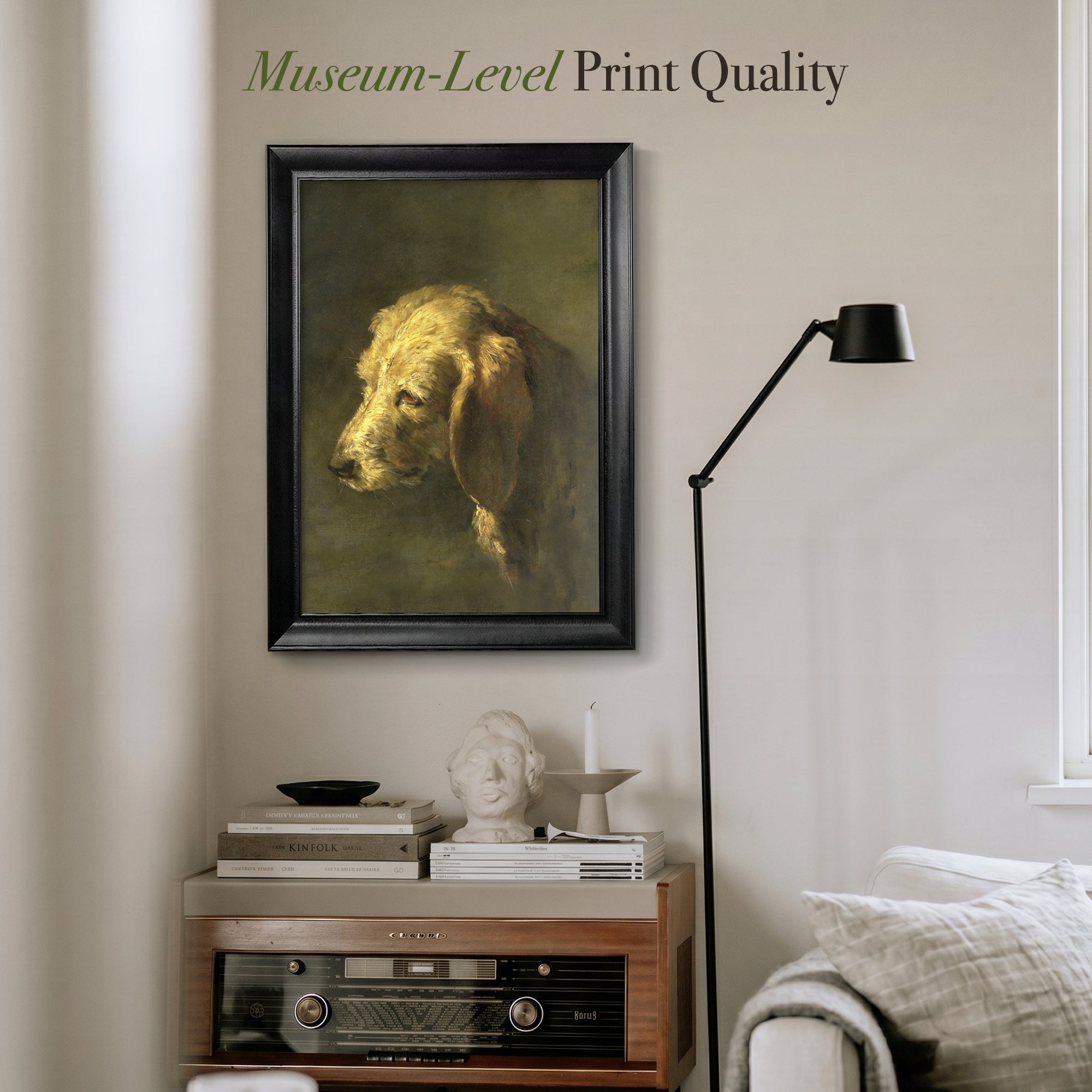 Head of a Dog Wall Art | Vintage Dog Portrait Print | Classic Animal Painting Reproduction