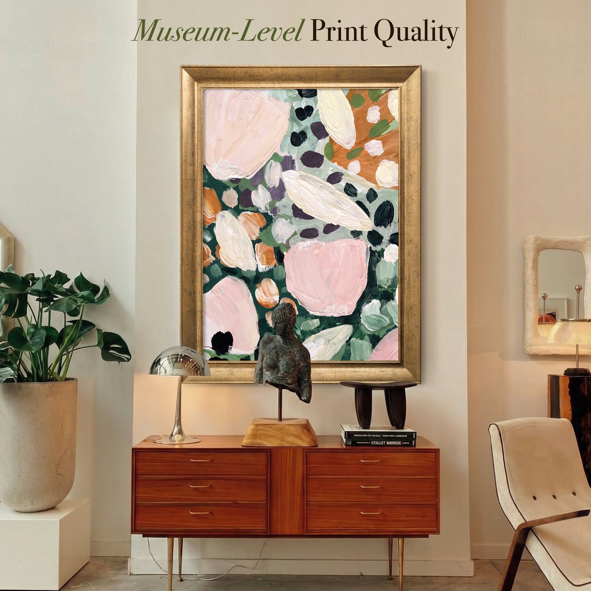 Pastel Abstract Floral Canvas Wall Art – Colorful Botanical Painting for Modern Decor