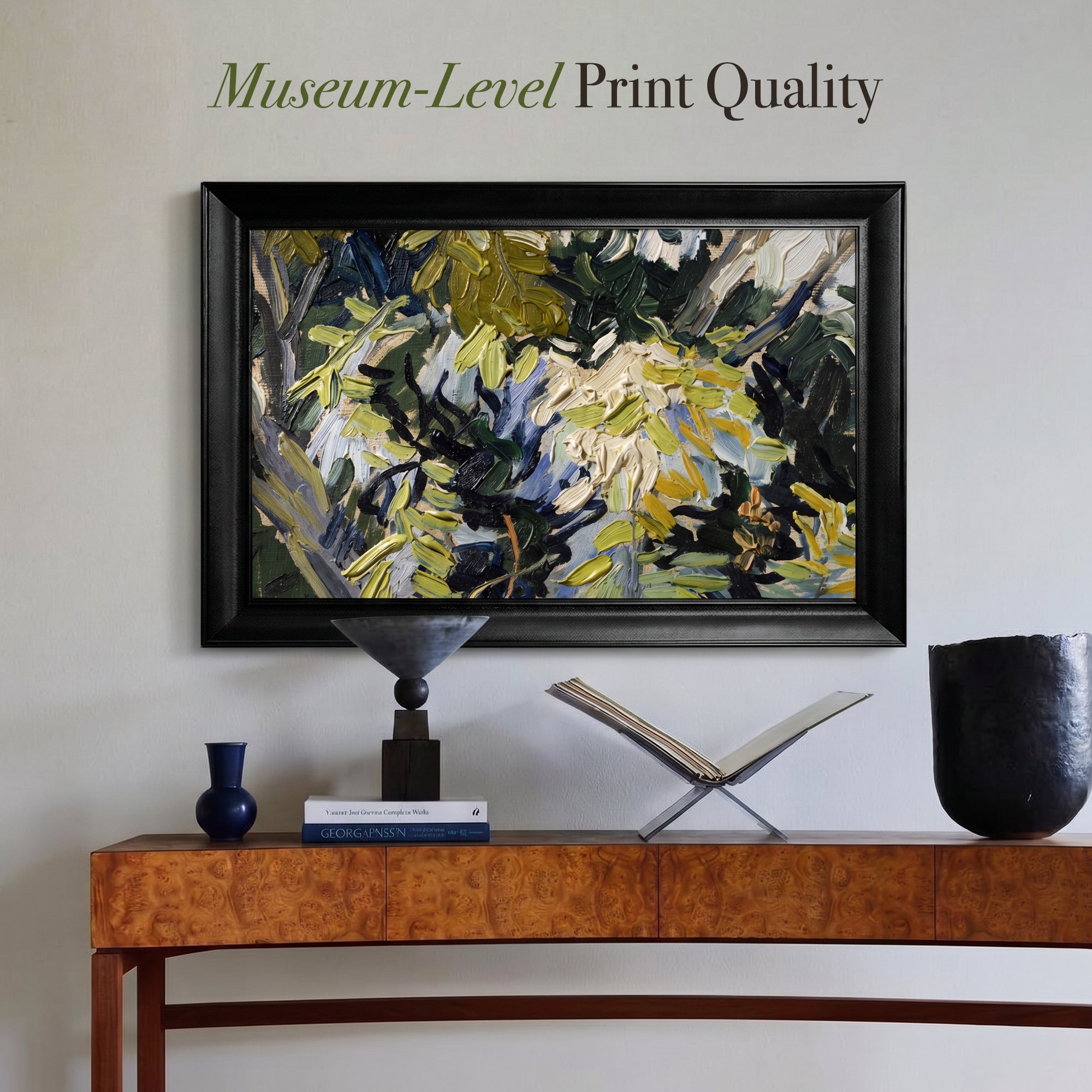 Abstract Forest Canvas Wall Art – Textured Green and Blue Botanical Painting