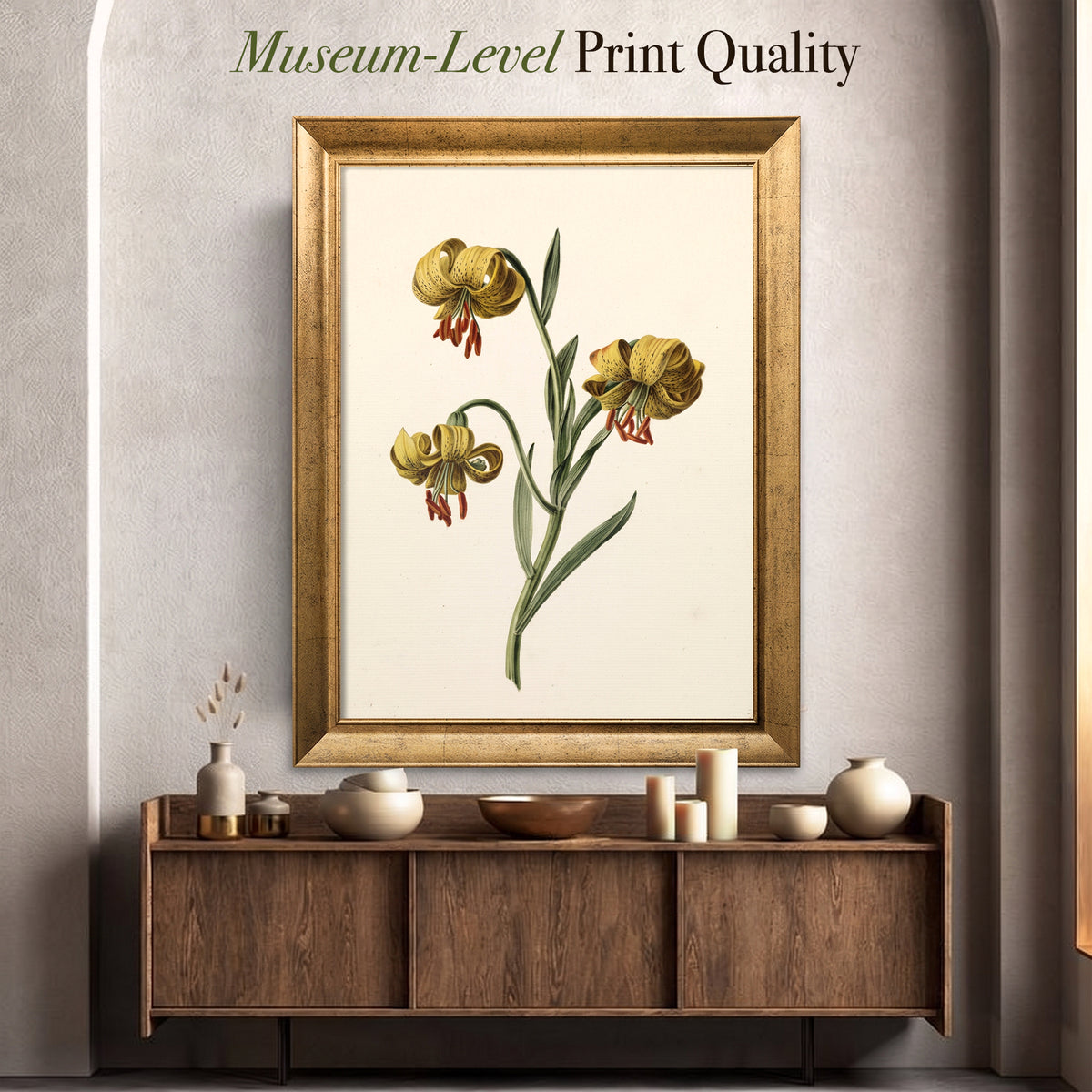 Yellow Lily Botanical Poster – Vintage Floral Decorative Wall Poster