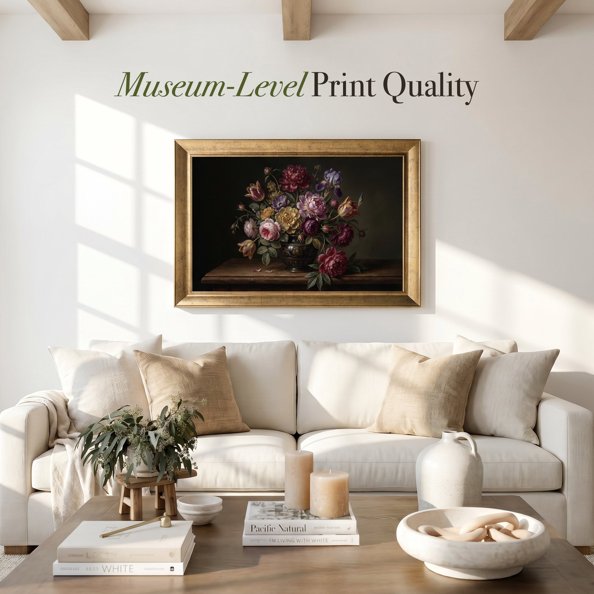 Classic Floral Still Life Framed Canvas Print