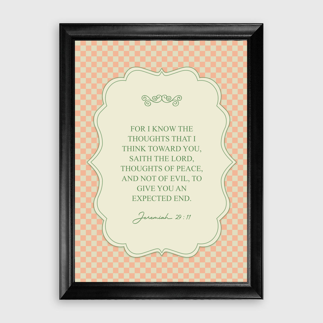 Psalm 23:4 Pastel Checkered Pattern Scripture Wall Art Print