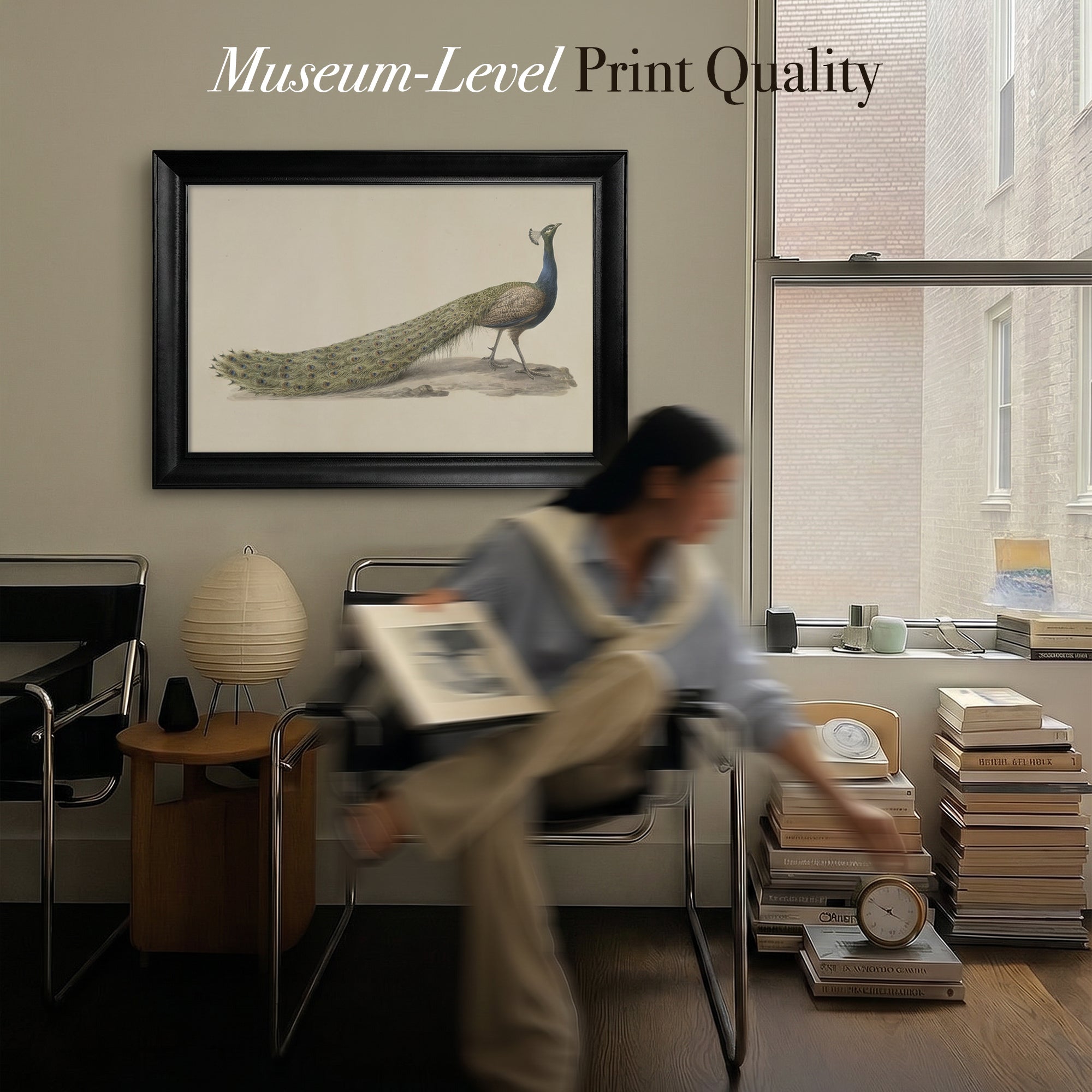 Vintage Peacock Canvas Wall Art – Elegant Bird Illustration for Classic Decor