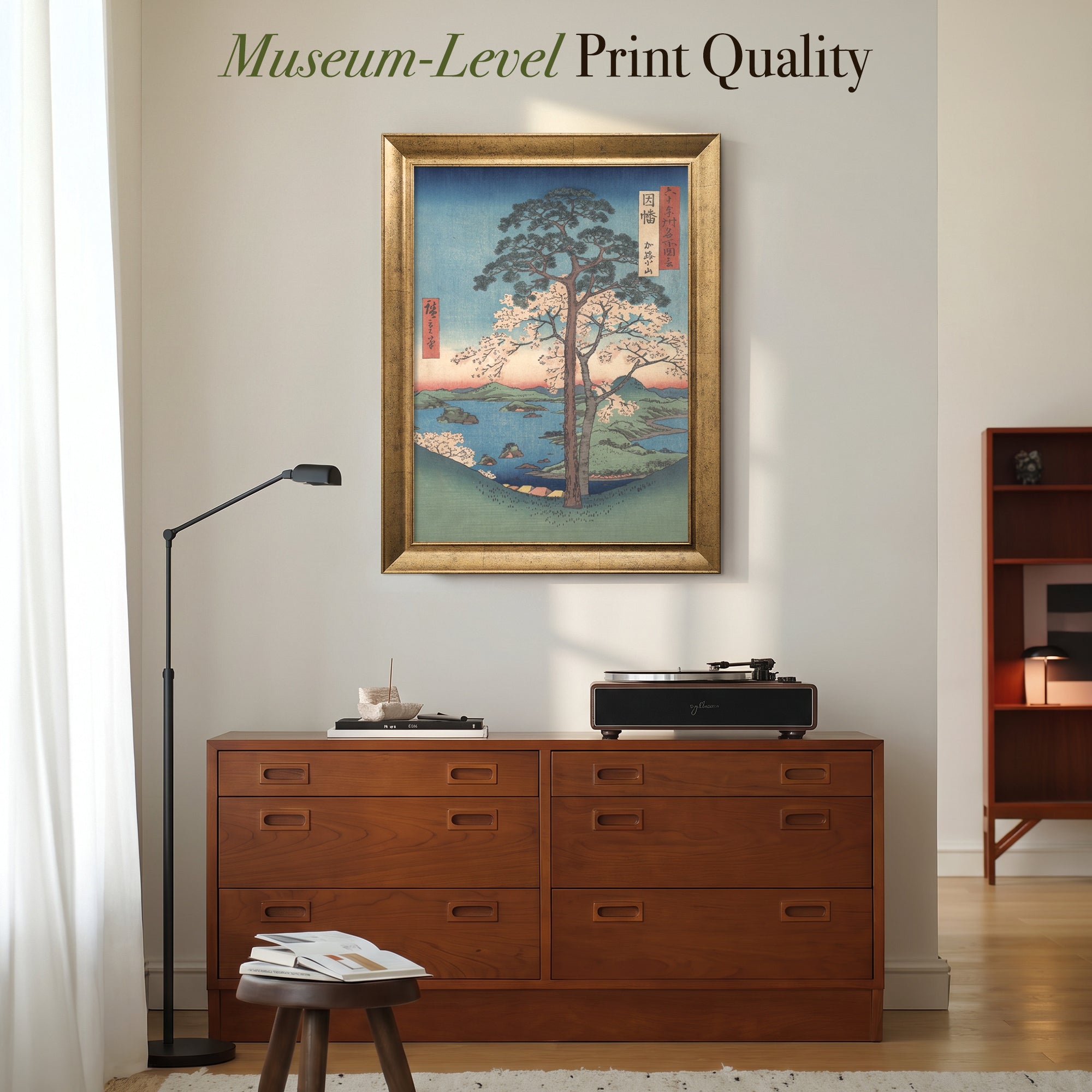Japanese Cherry Blossom Tree Canvas Wall Art – Vintage Ukiyo-e Landscape Print for Elegant Decor