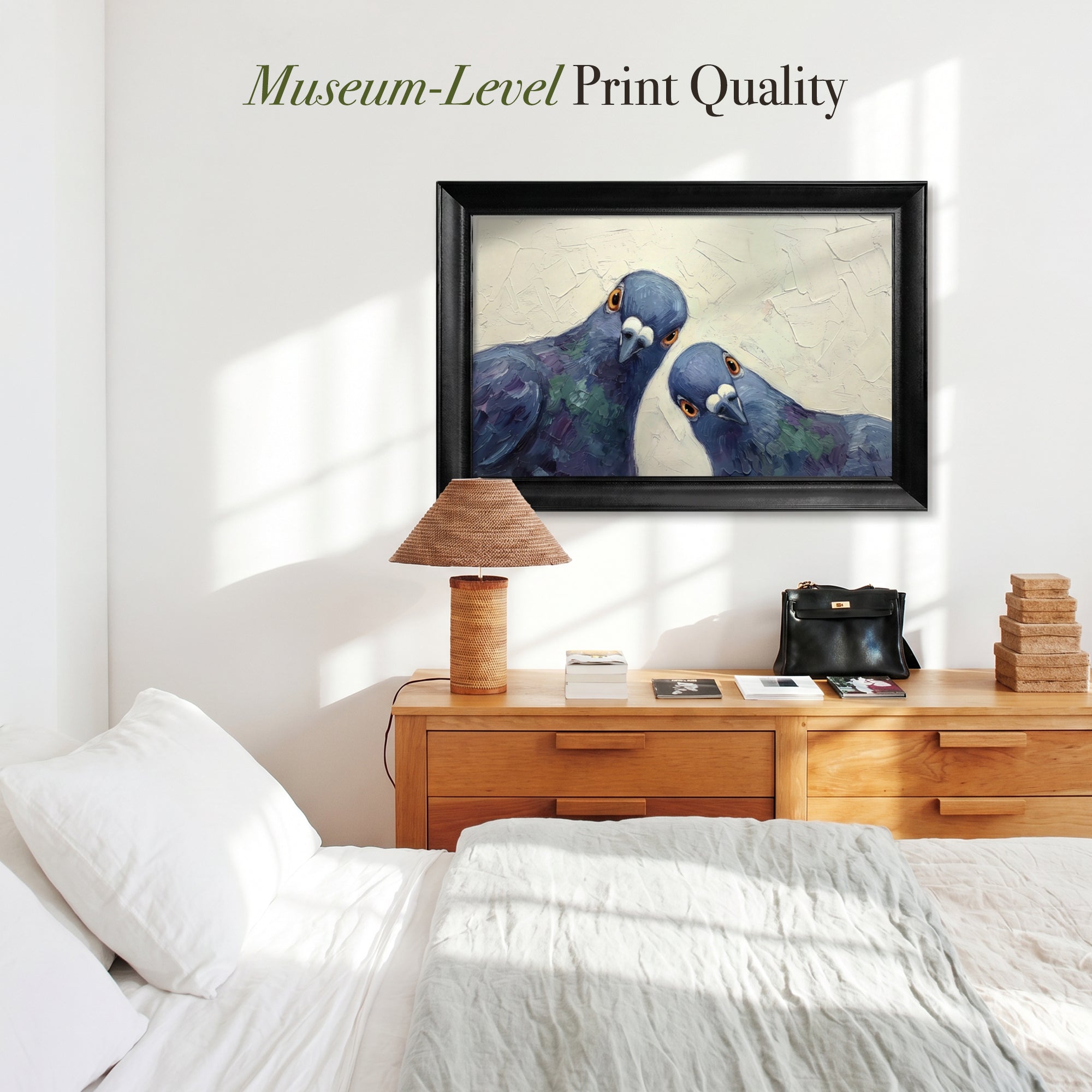 Curious Pigeons Framed Canvas Print