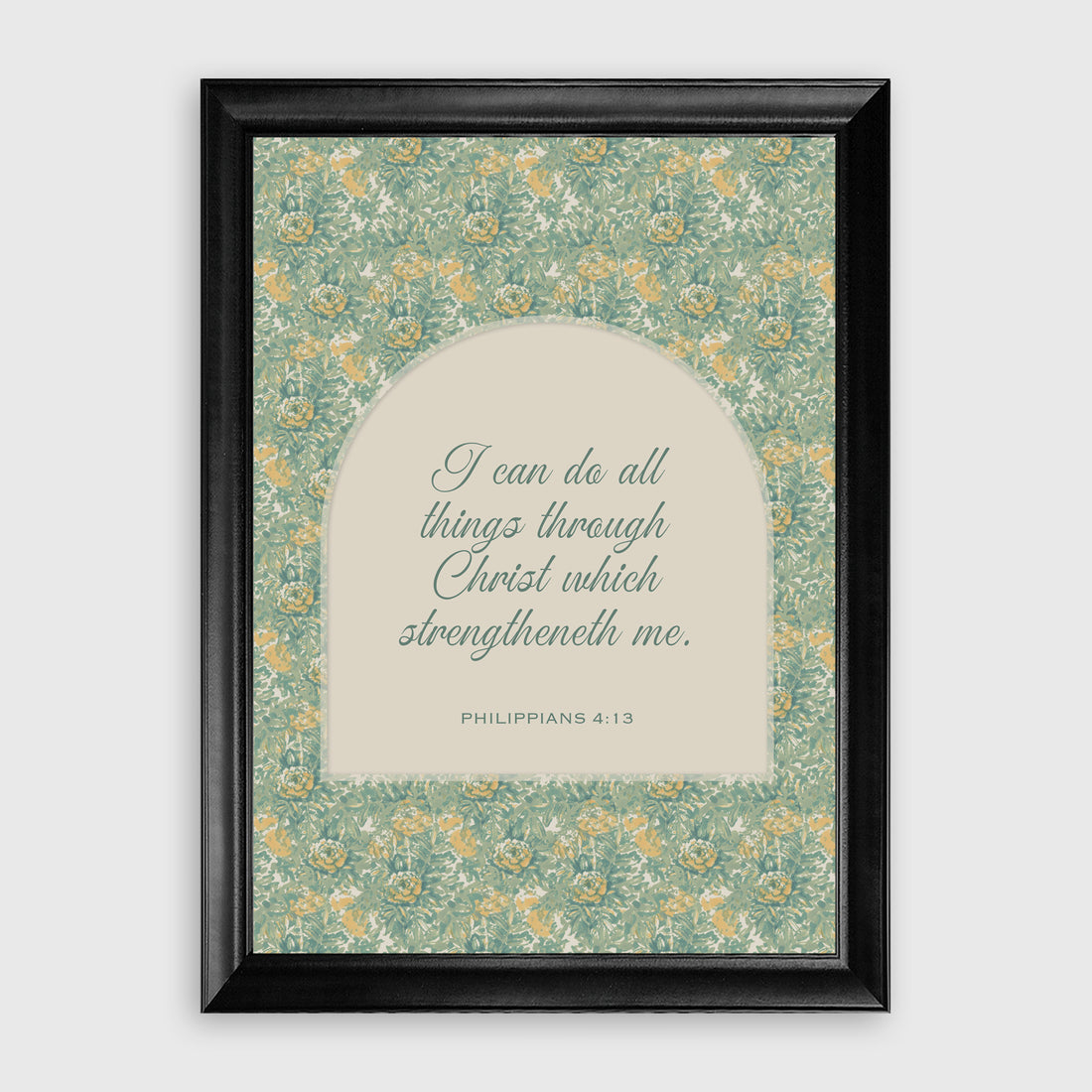 Psalm 23:4 Vintage Floral William Morris Style Scripture Wall Art Print
